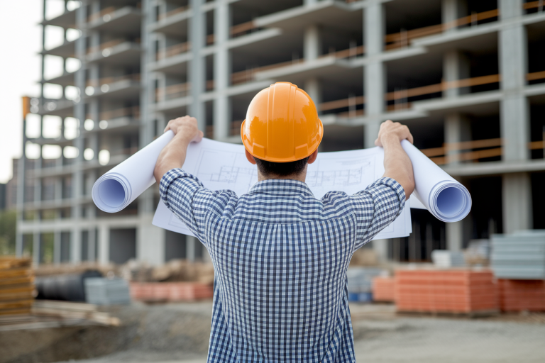 personne-dos-chantier-plans-batiments